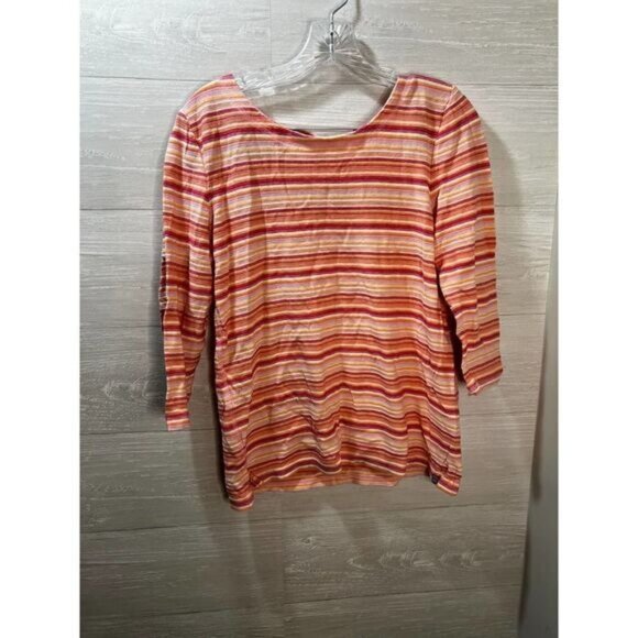 T by Talbots Twist Back TEE - TOULON Stripe Small - Picture 4 of 9